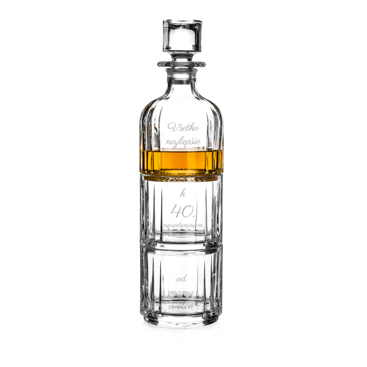 gravírovaný whisky set z krištáľového skla