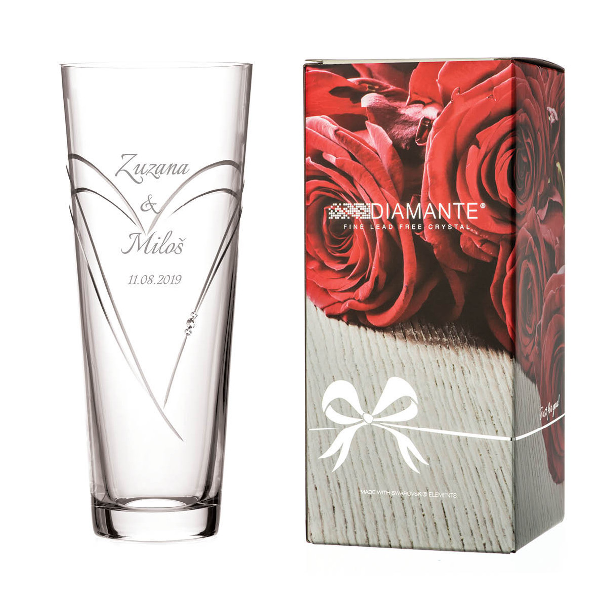 Hearts váza 30cm - včetně gravírování