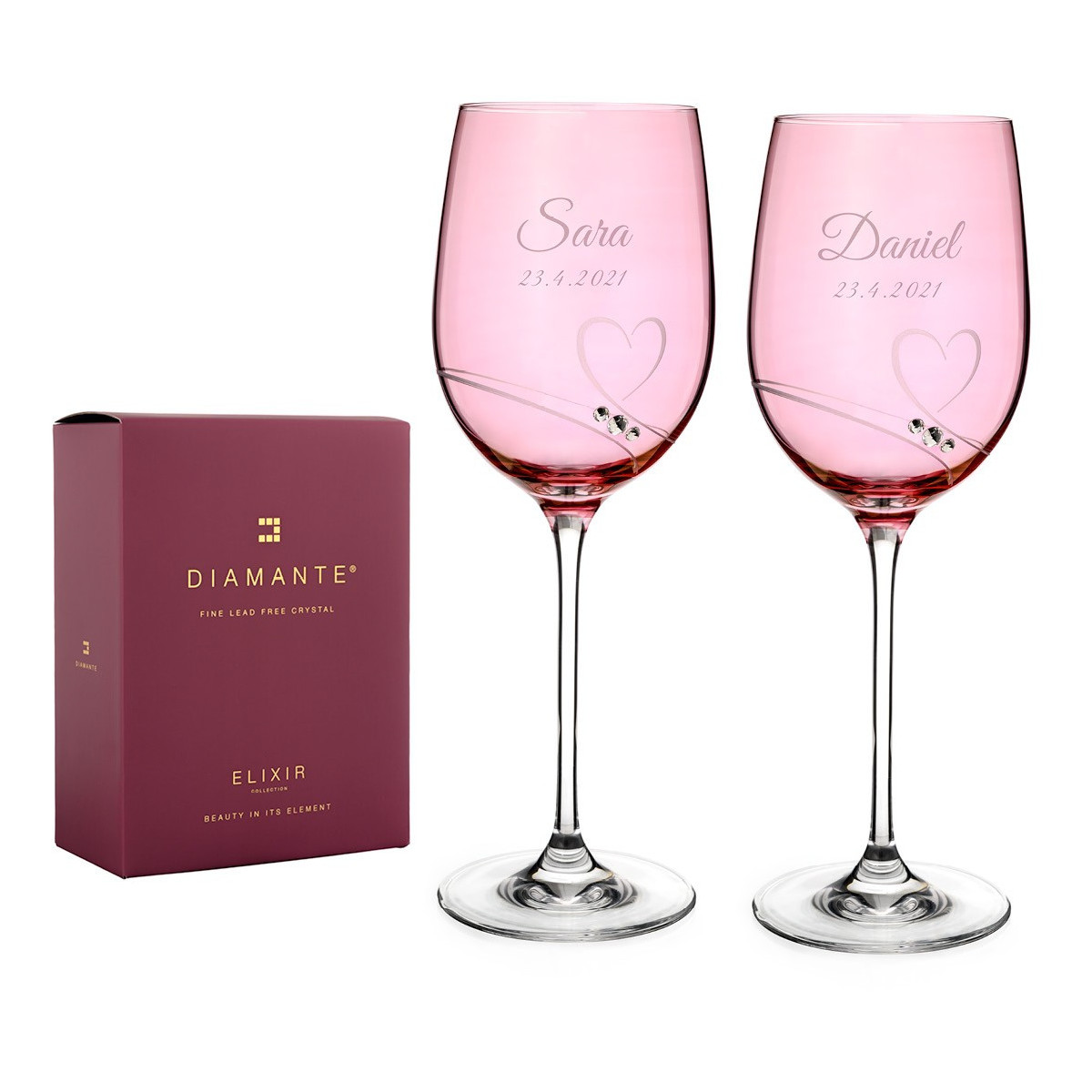 Pink Romance - ružové svadobné poháre na víno