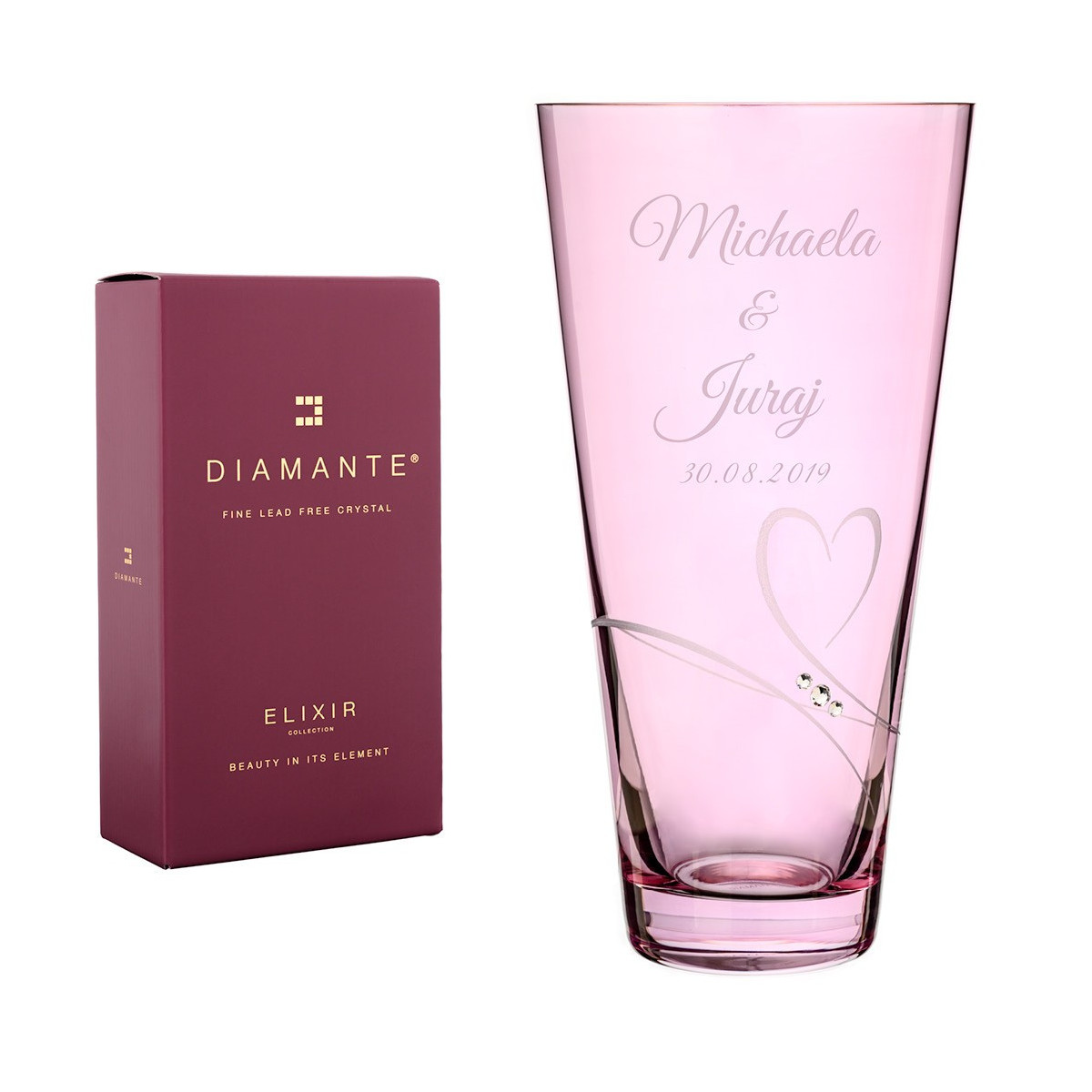 Ružová váza pre svadobné kvety