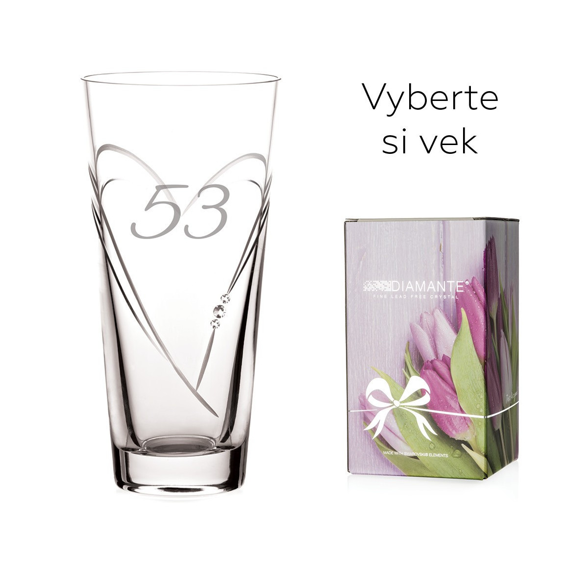 Srdce - gravírovaná 25cm váza