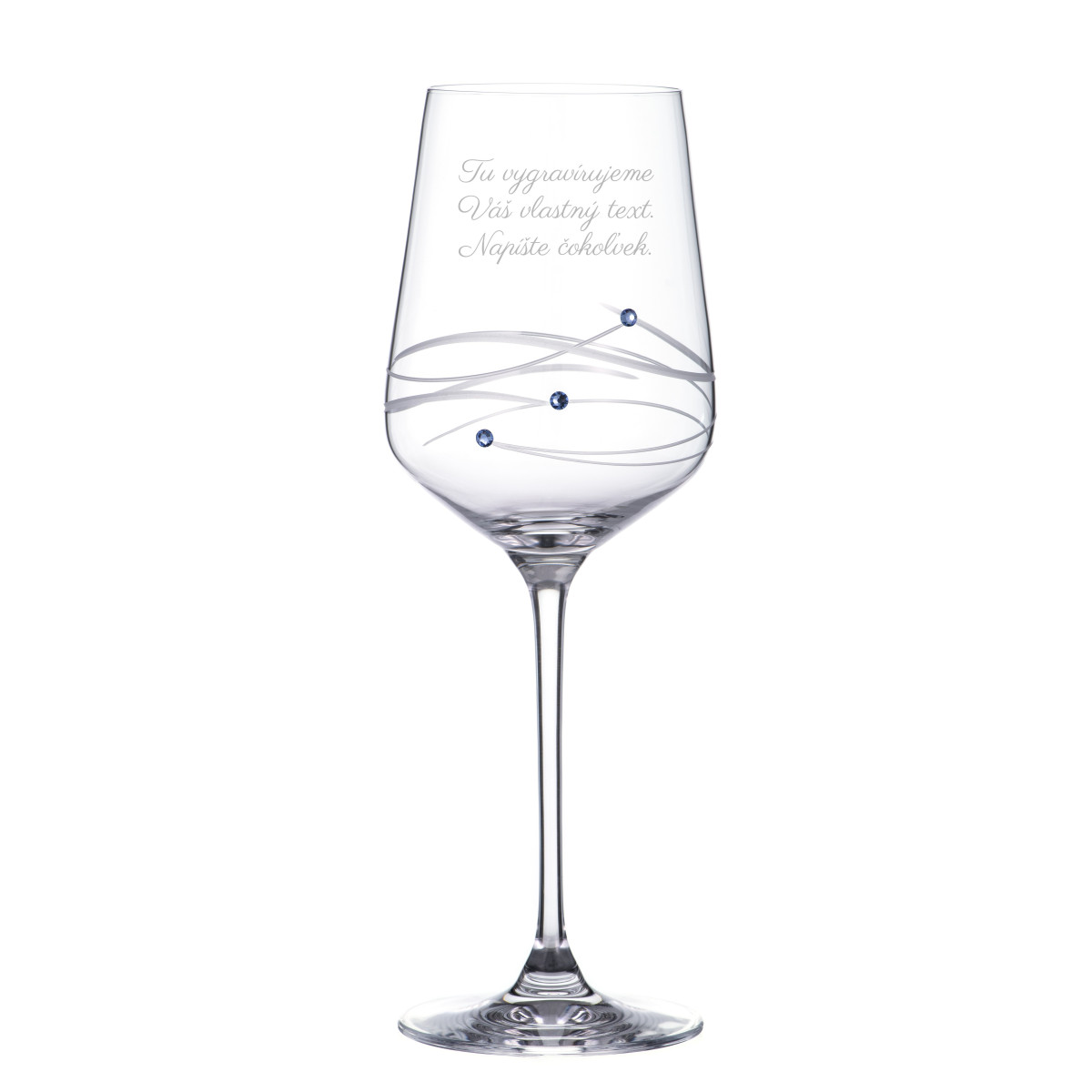 Spiral víno s modrými Swarovski kamienkami - vlastné gravírovanie
