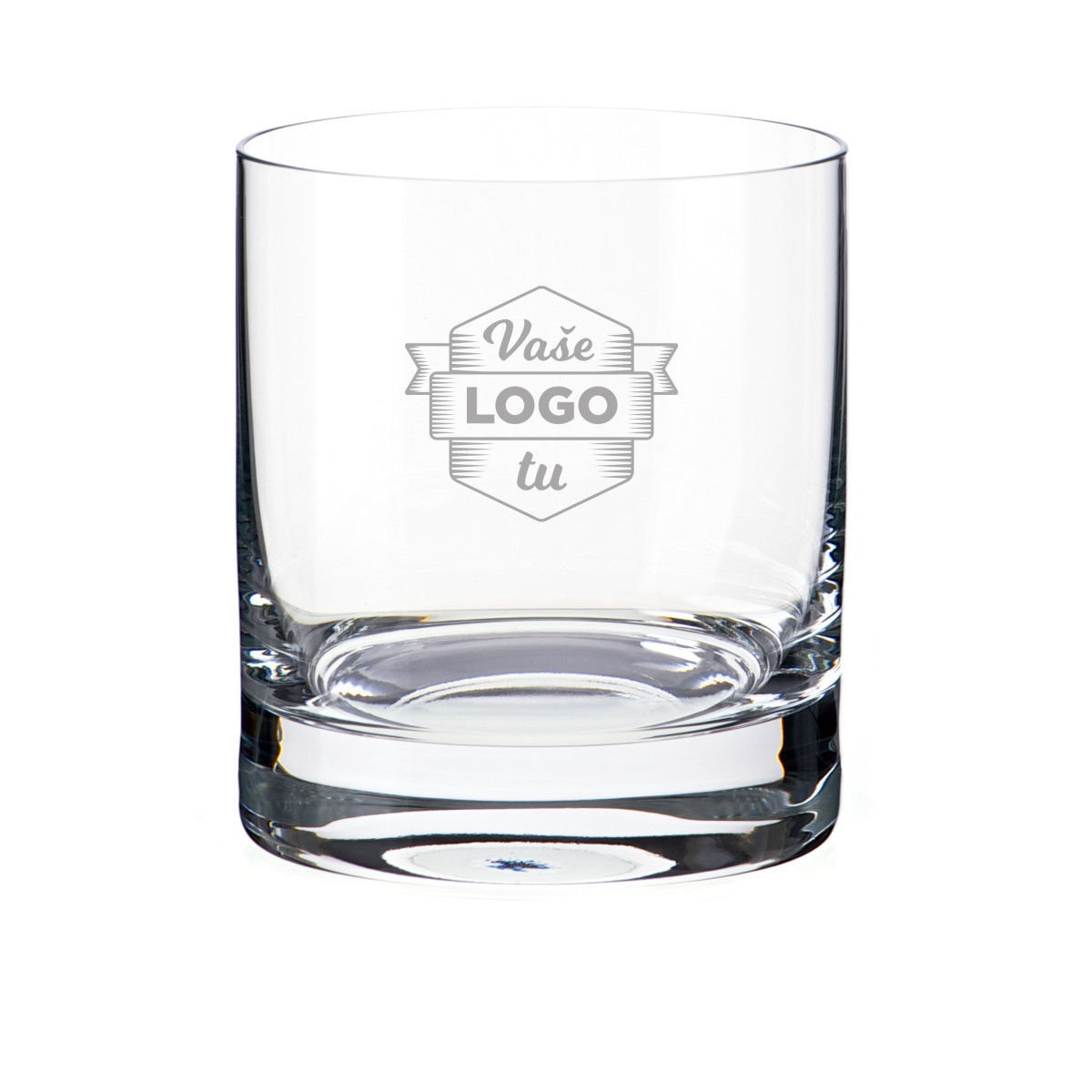 Nízká sklenice s gravírovaným logem