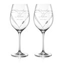 Hearts dva svadobné poháre na víno - vrátane gravírovania písmom Parisienne