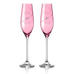 Pink Silhouette pár svadobných pohárov na šampanské s gravírovaním – Parisienne
