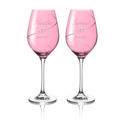Pink Silhouette pár na biele víno s gravírovaním