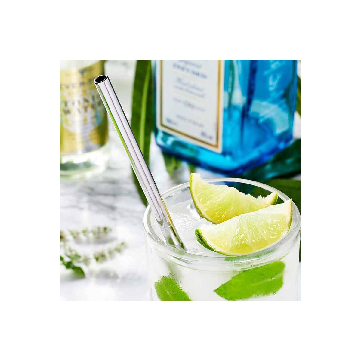 10 dlhých oceľových slamiek v čiernom prevedení + čistiaca kefka