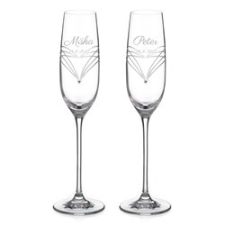 Simply Hearts s krištáľovými kamienkami - svadobné poháre na šampanské