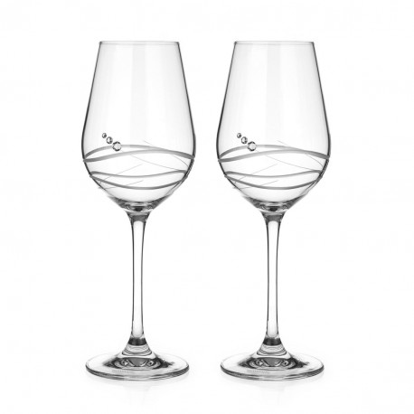 Cut white wine glasses