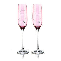 Ružové svadobné poháre s gravírovaním