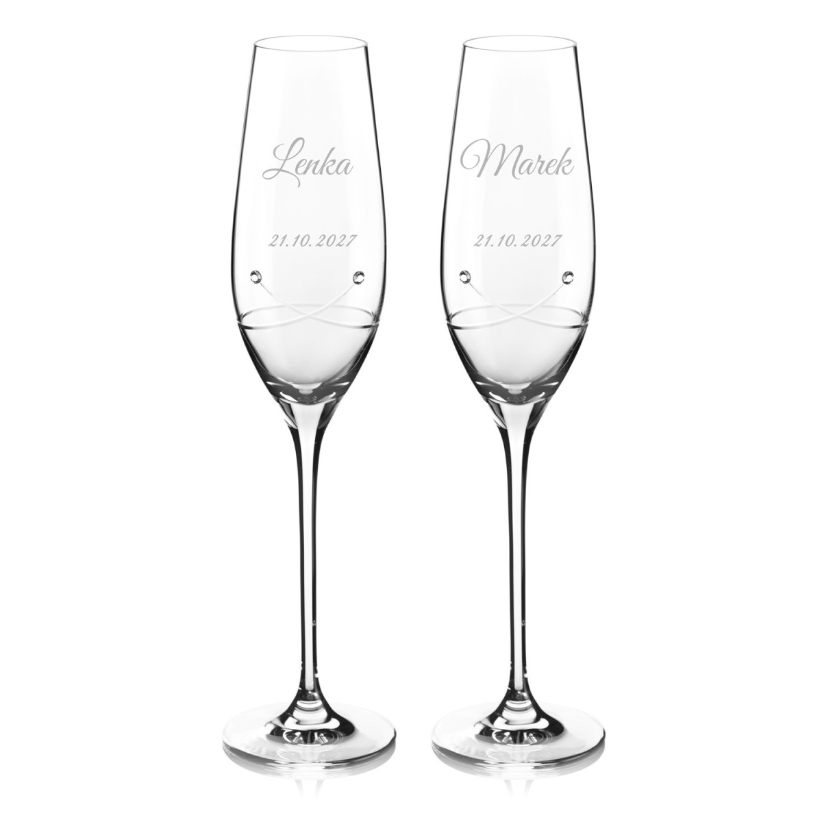 Gravírované svadobné poháre na šampanské