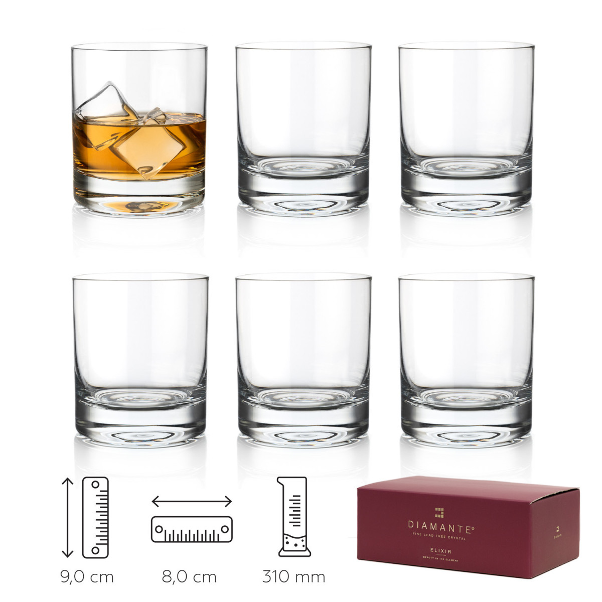 Nízke poháre Auris - balenie 6 pohárov