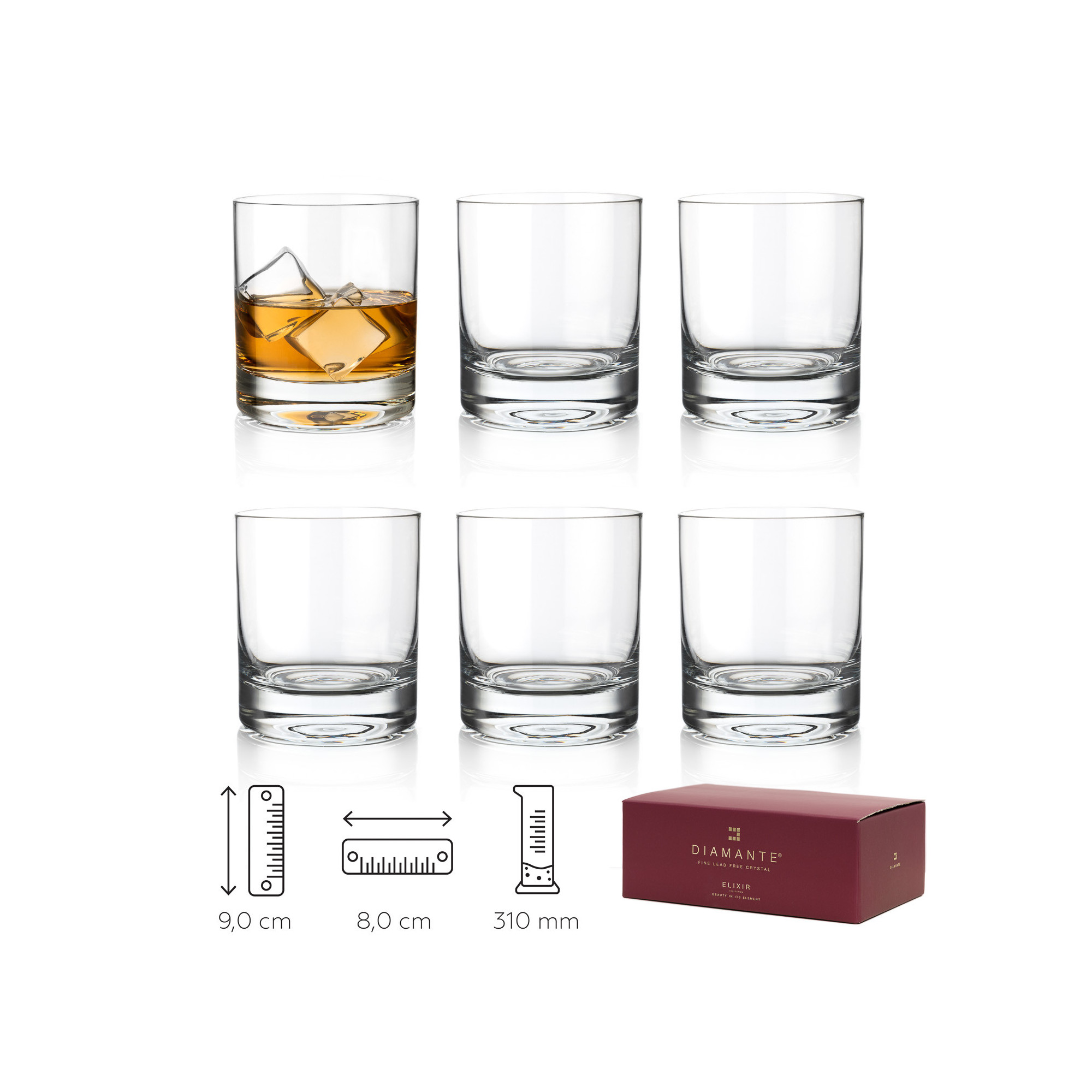 Nízke poháre Auris - balenie 6 pohárov