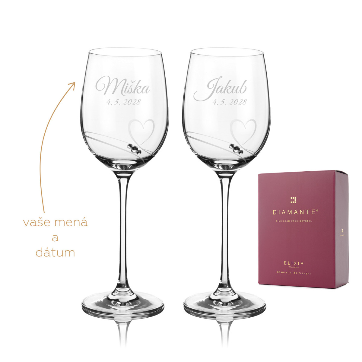 Svadobné poháre na víno Romance