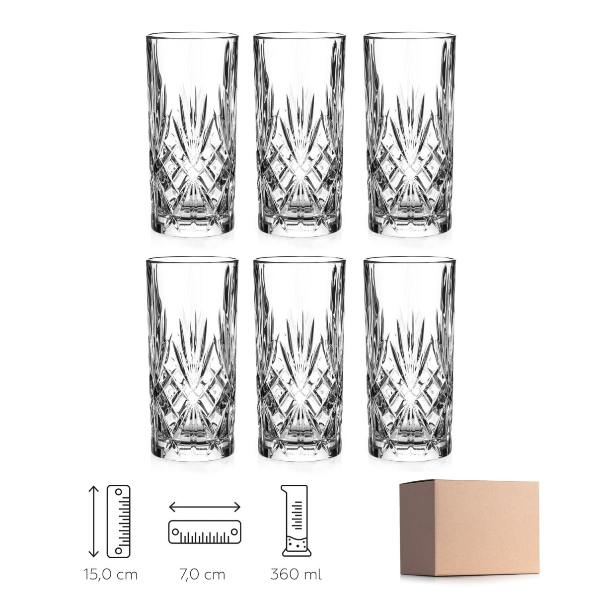 Vysoké sklenice na vodu