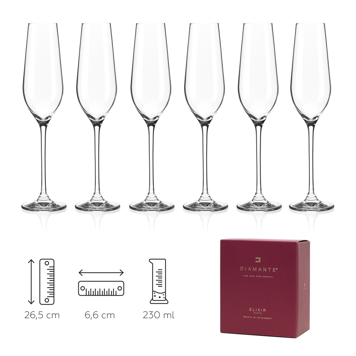 Vysoké poháre na šampanské a prosecco