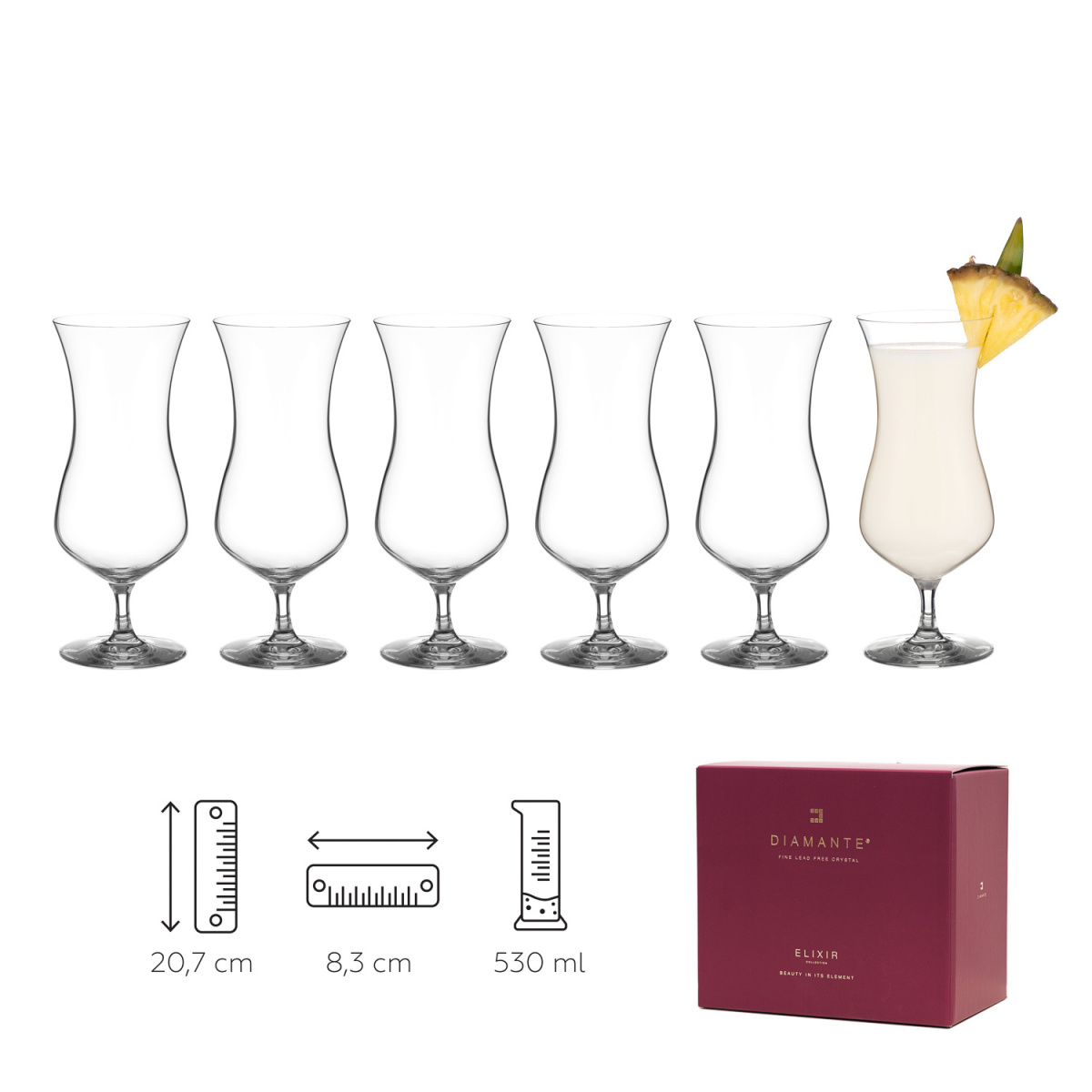 Sklenice na Piña Coladu Auris – 6kusové party balení