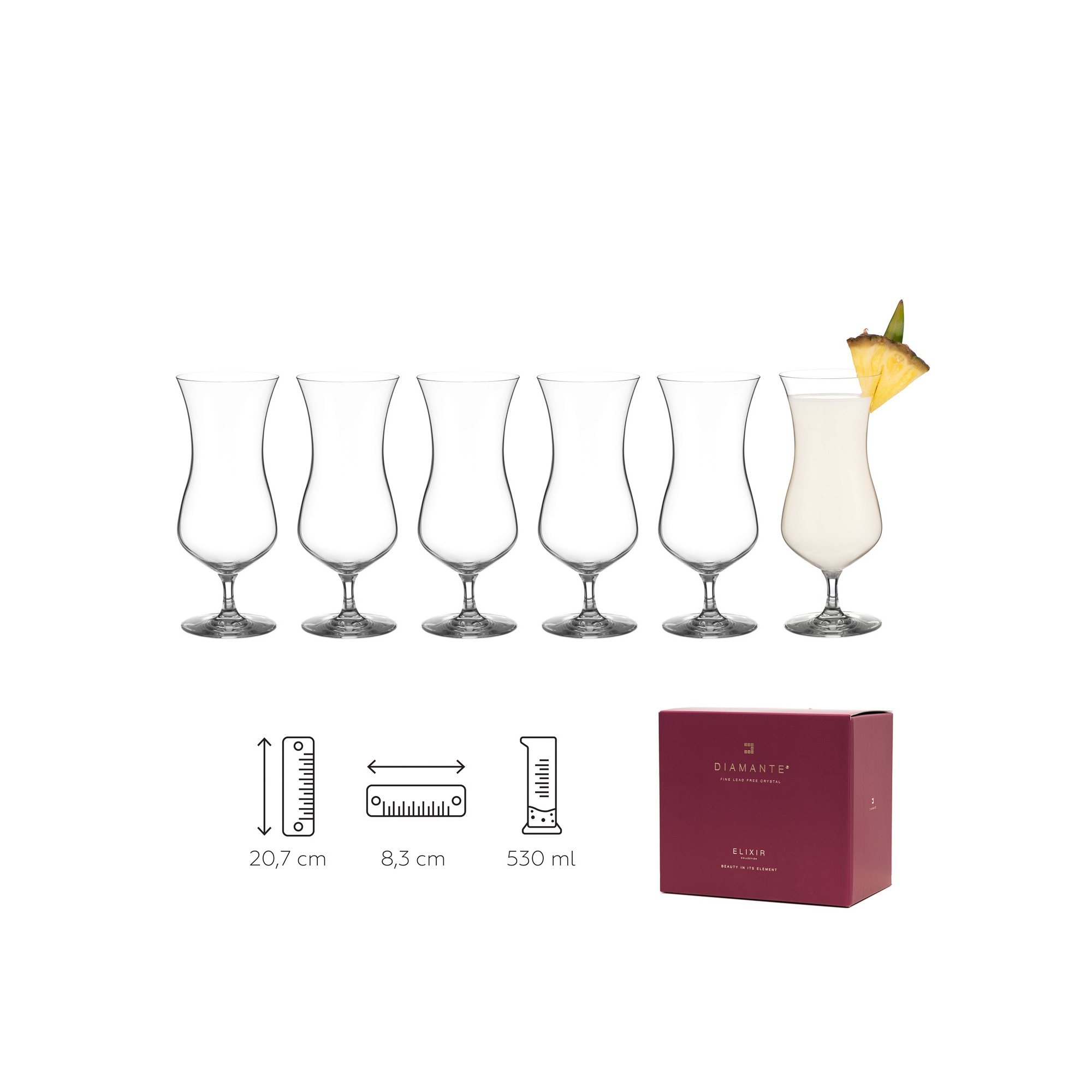 Auris Piña Colada poháre - 6 kusové party balenie