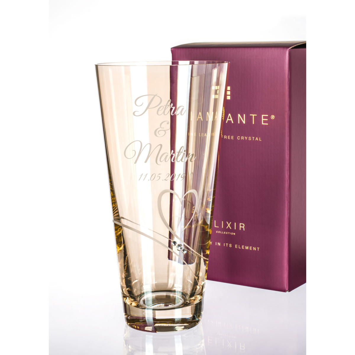 Gold Romance - 25cm váza s gravírovaním