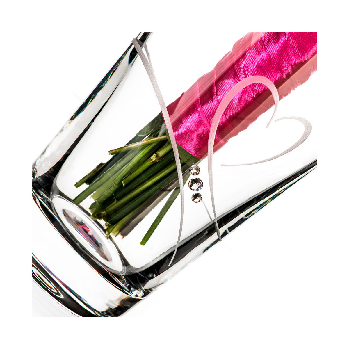 Romance - 25cm váza pre svadobnú kyticu s gravírovaním